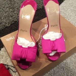 Christian Louboutin Pink Bow Slides 38 37